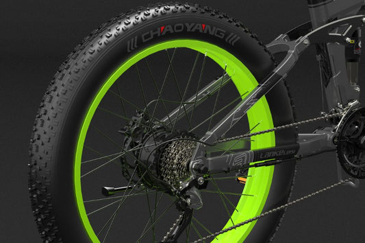 Vélo électrique pliant tout-terrain LANKELEISI XT750PLUS équipé d’un dérailleur arrière Shimano 9 vitesses