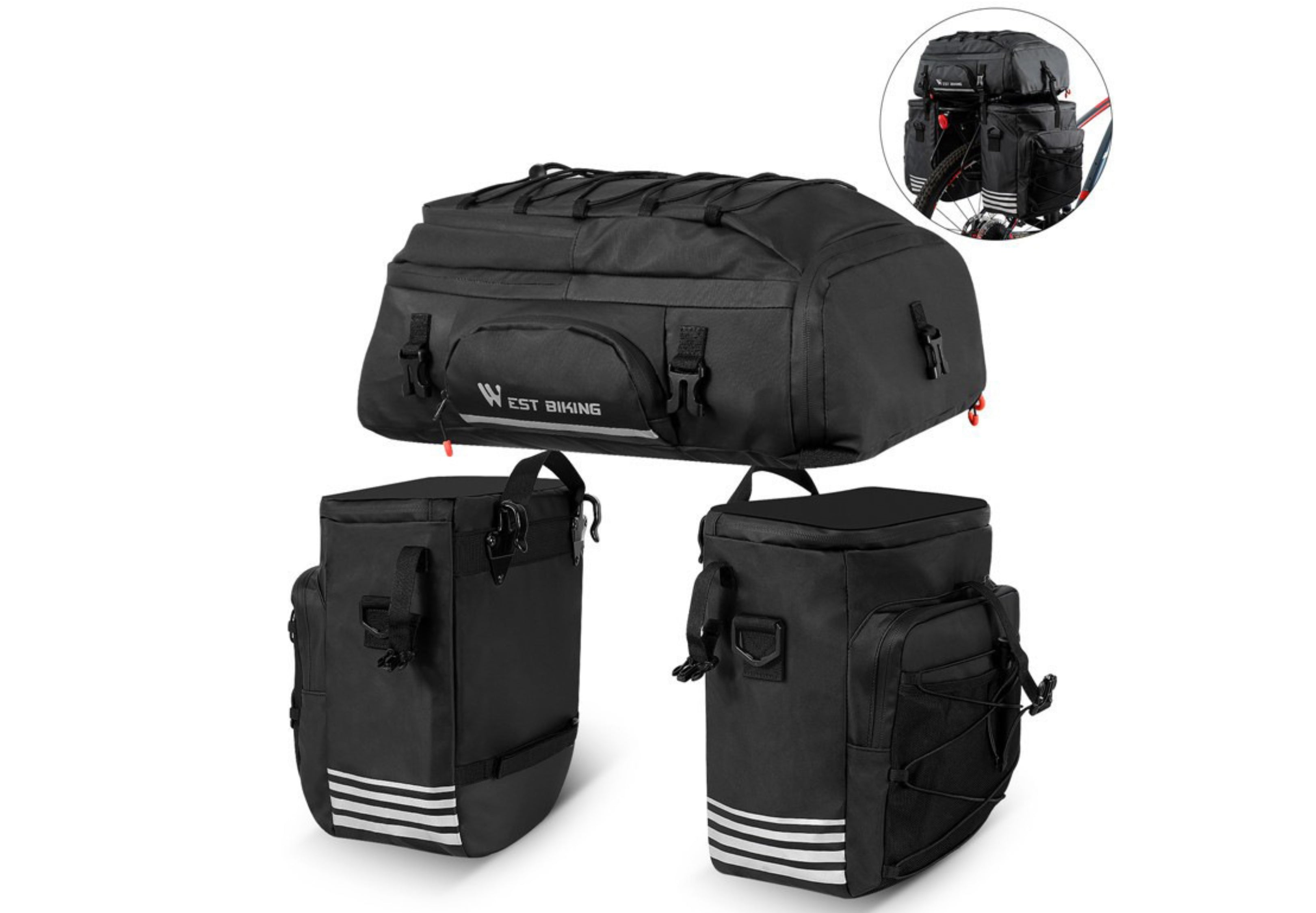 Sacoche arrière 3 en 1 pour vélo électrique Lankeleisi