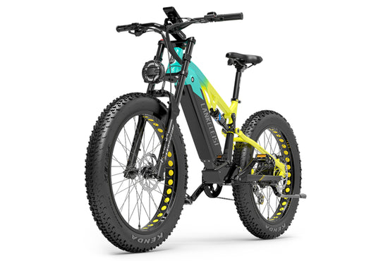 Lankeleisi RV800PLUS vélo électrique tout-terrain avec pneus larges et suspension complète jaune
