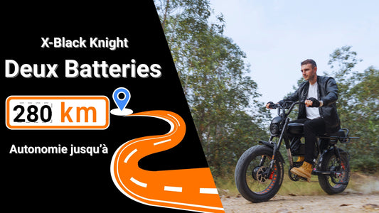 Vélo électrique Lankeleisi X-Black Knight à double batterie, autonomie de 280 km