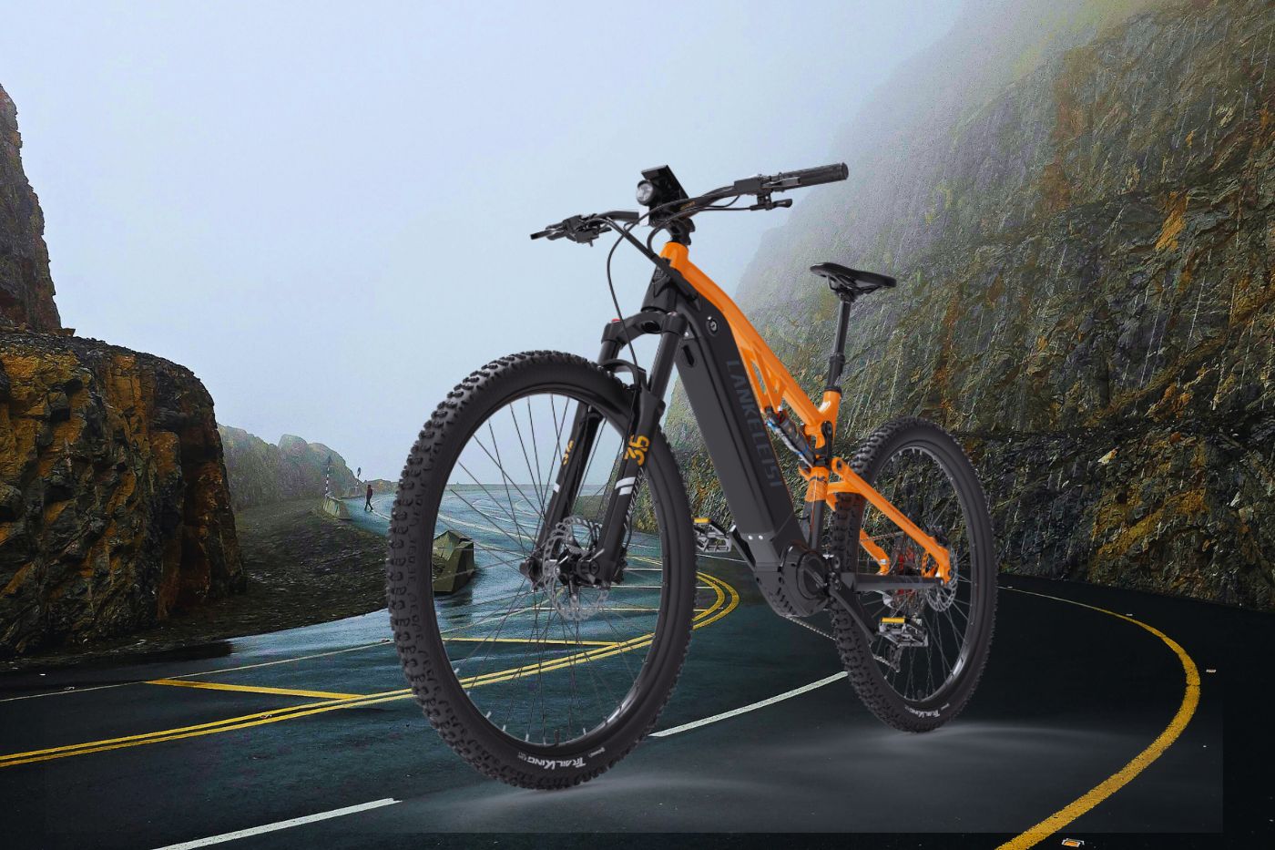 LANKELEISI GT800 Vélo Électrique Tout Terrain en Couleur Orange