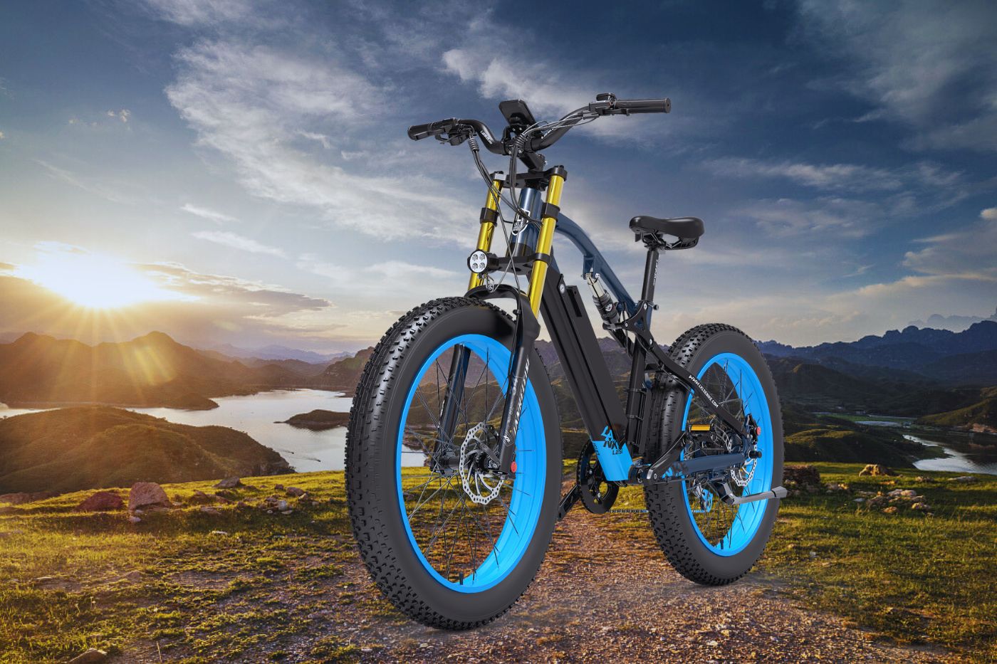 Vélo Électrique de Montagne LANKELEISI RV700 avec Suspension Complète