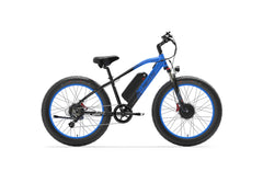 Vélo électrique LANKELEISI MG740PLUS bleu avec double batterie et pneus larges pour le tout-terrain
