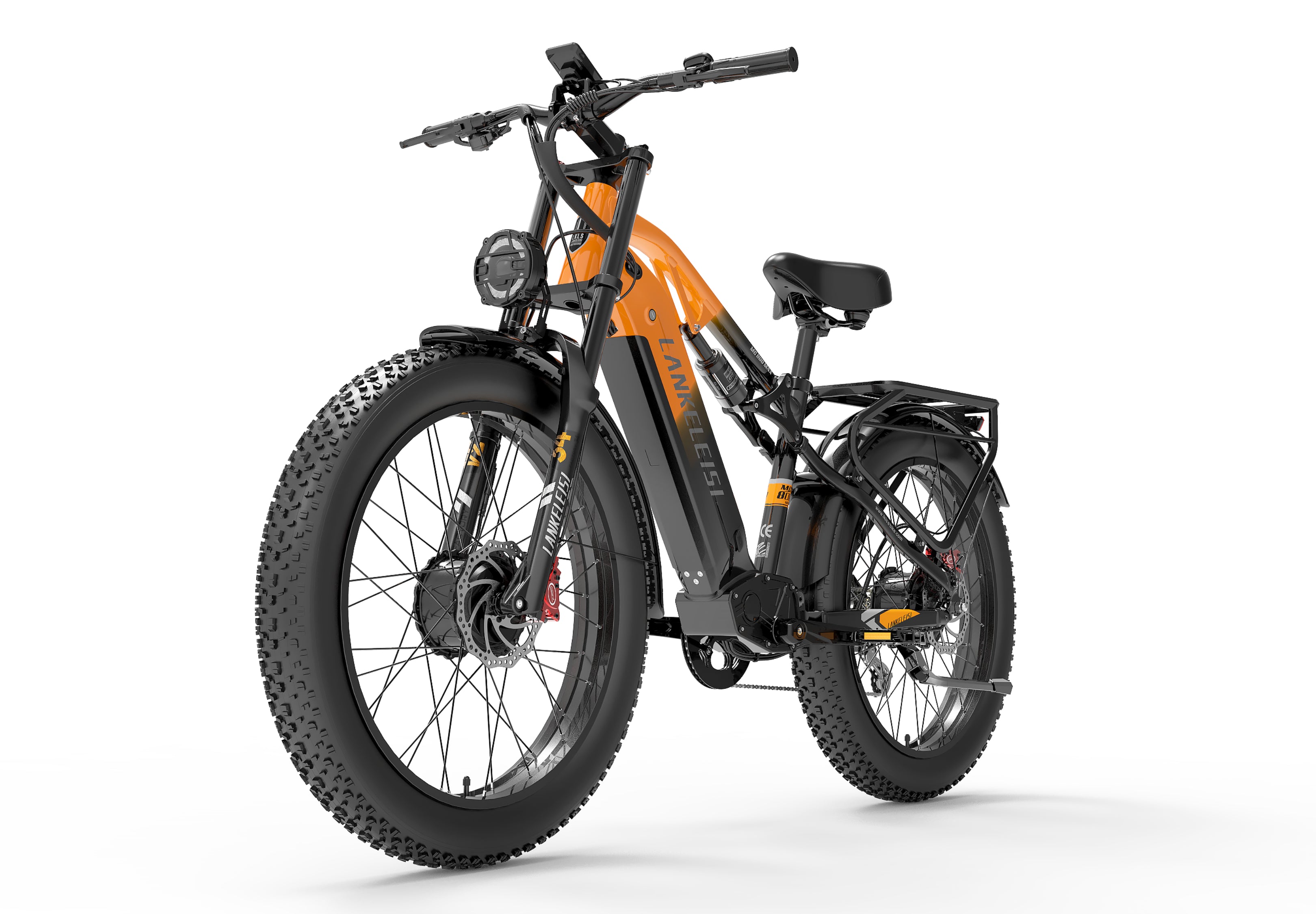 Lankeleisi MG800MAX vélo électrique pneus larges 26 pouces et autonomie renforcée orange