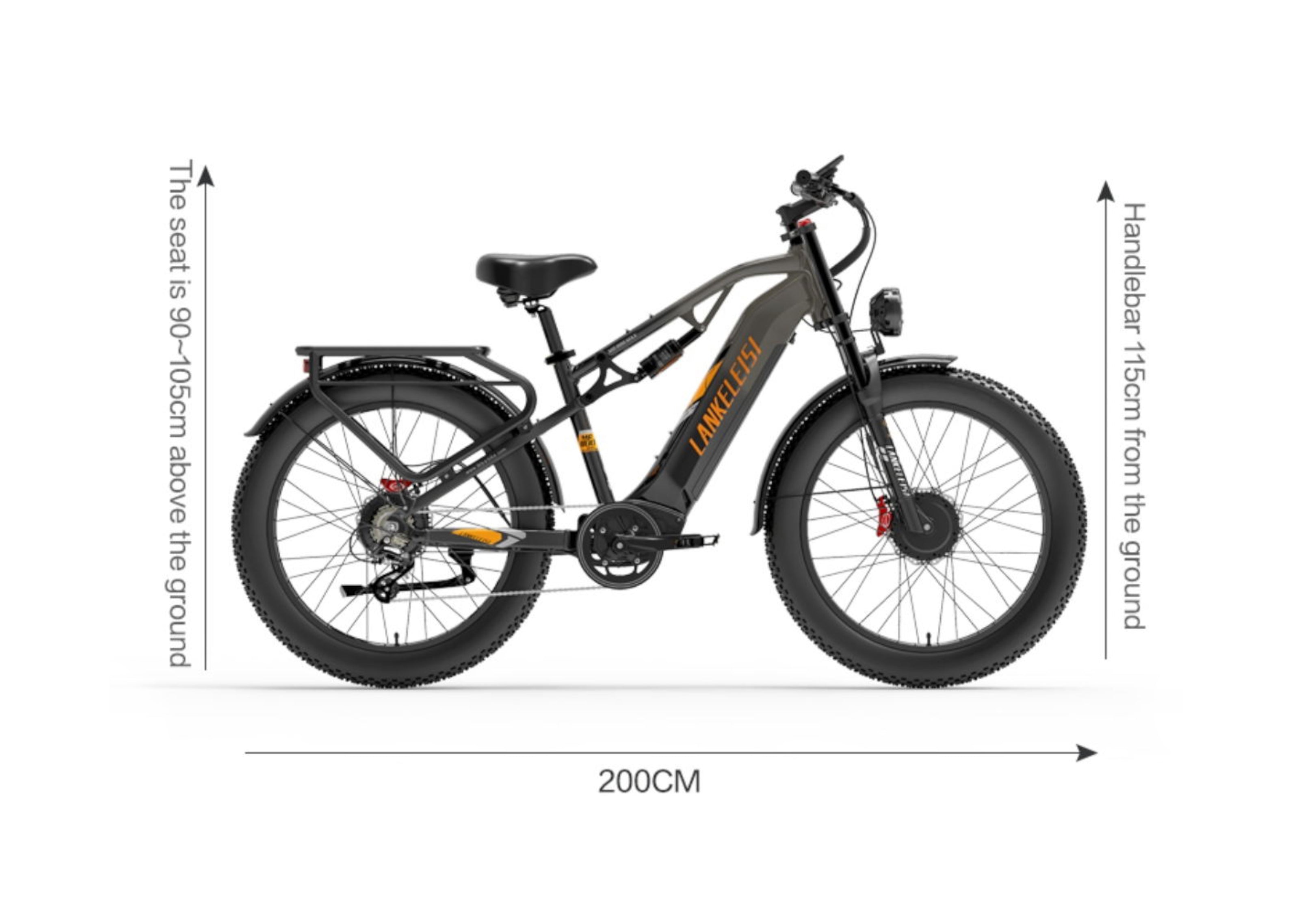 Lankeleisi MG800MAX vélo électrique cadre robuste et pneus larges tout-terrain gris