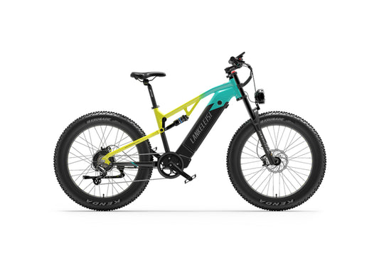 Lankeleisi RV800PLUS vélo électrique 750W moteur Bafang, double suspension, pneus 26×4.0 jaune