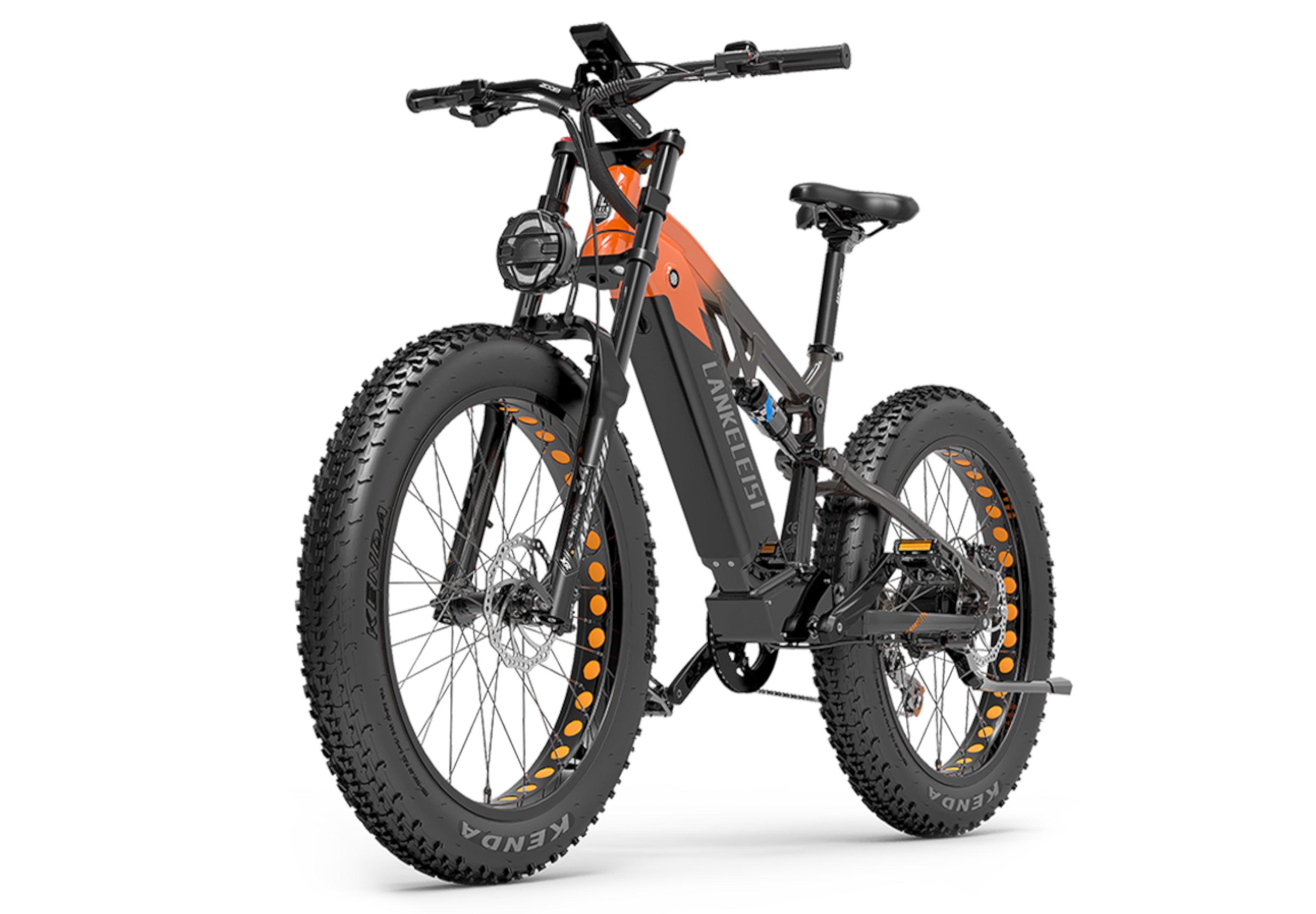 Lankeleisi RV800PLUS vélo électrique tout-terrain avec pneus larges et suspension complète orange