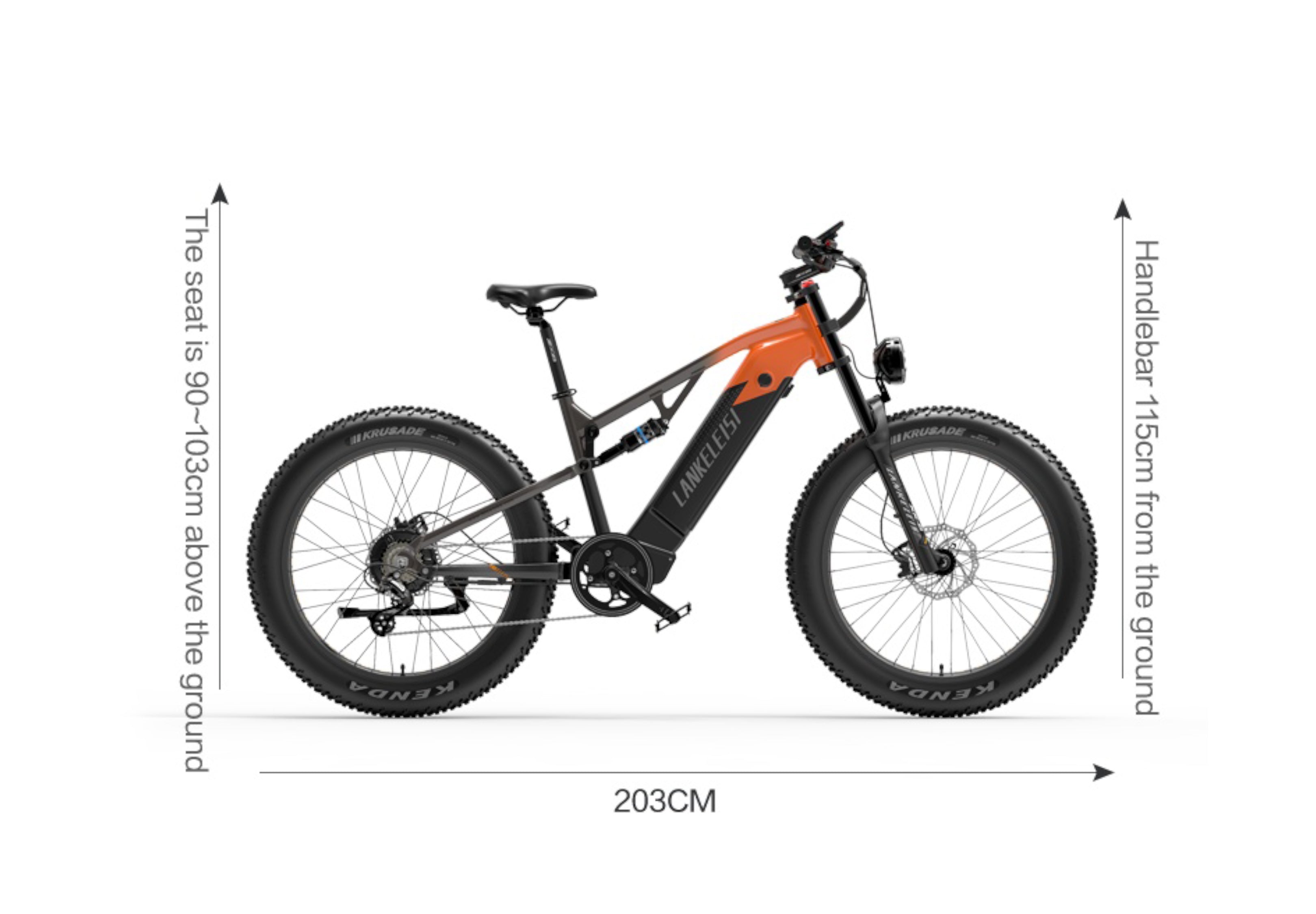 Lankeleisi RV800PLUS vélo électrique cadre robuste et pneus 26×4.0 pouces orange