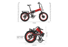 LANKELEISI X2000MAX Bicyclette électrique pliante Dimensions