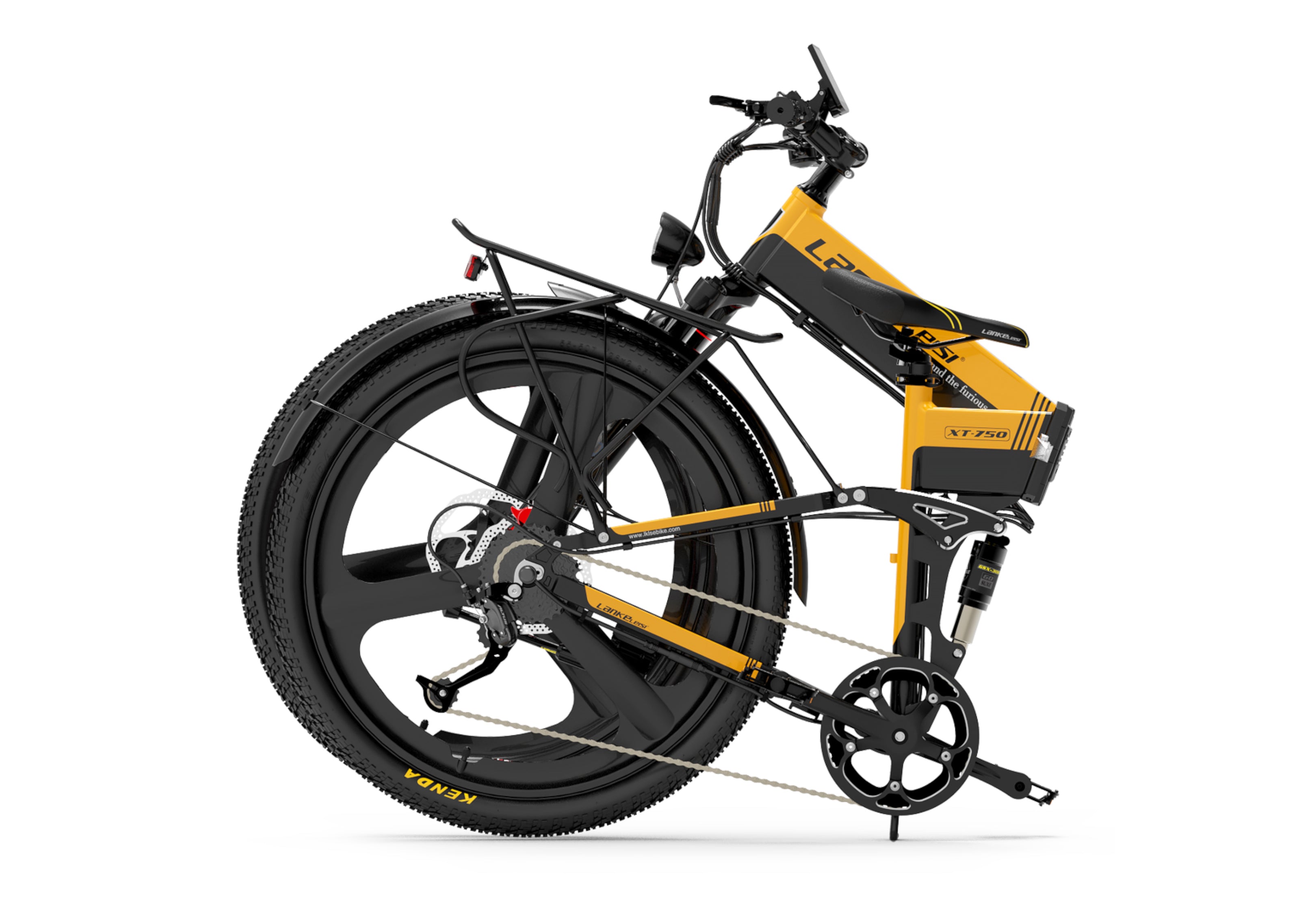Lankeleisi XT750Sports vélo électrique pratique et robuste avec cadre pliable jaune